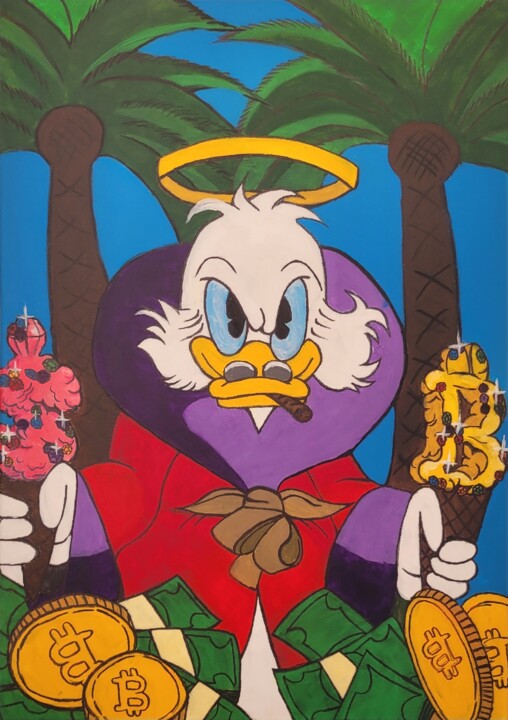 Painting titled "Scrooge McDuck" by Jacot Cristian, Original Artwork, Acrylic