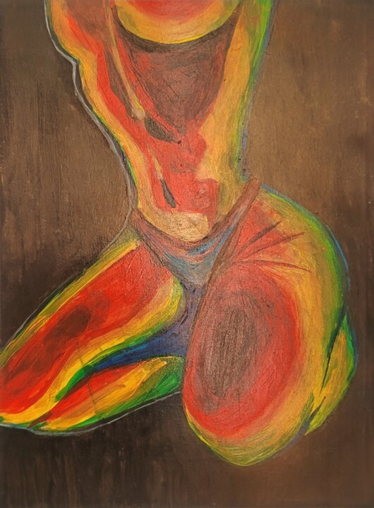 Peinture intitulée "Girl in Thermal ima…" par Jacot Cristian, Œuvre d'art originale, Acrylique