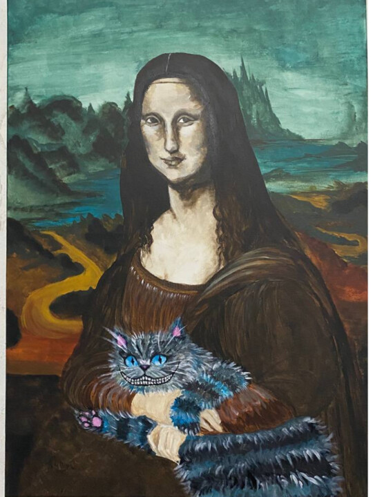 Pintura titulada "Mona Lisa & Cheshir…" por Jacot Cristian, Obra de arte original, Acrílico