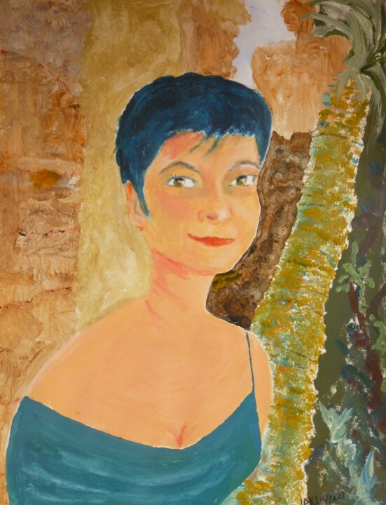 Pittura intitolato "Jolie Brune c'est l…" da Jacqueline Claux (Jaklinclo), Opera d'arte originale, Acrilico