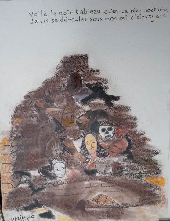 Schilderij getiteld "2020 L' HECATOMBE" door Jacqueline Claux (Jaklinclo), Origineel Kunstwerk, Pastel