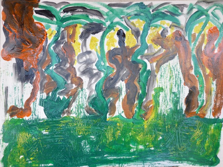 Peinture intitulée "Folle soirée tropic…" par Jacqueline Claux (Jaklinclo), Œuvre d'art originale, Acrylique