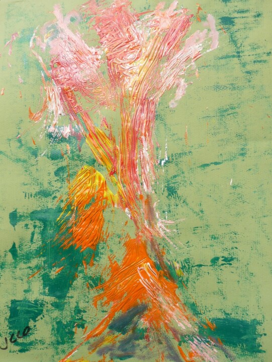 Painting titled "L'arbre-fleur" by Jacqueline Claux (Jaklinclo), Original Artwork, Pigments