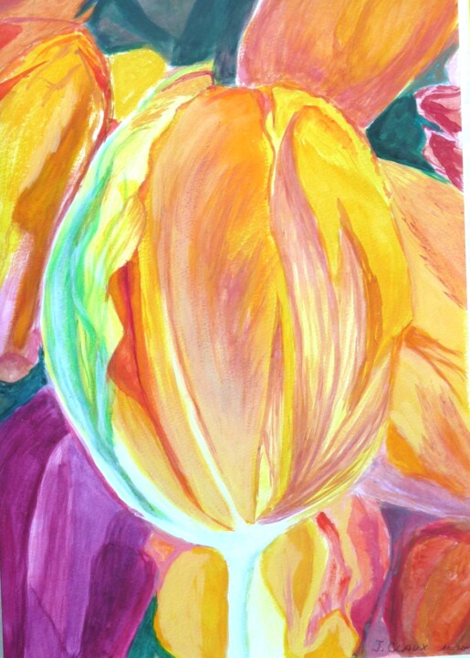Schilderij getiteld "La Tulipe" door Jacqueline Claux (Jaklinclo), Origineel Kunstwerk, Acryl