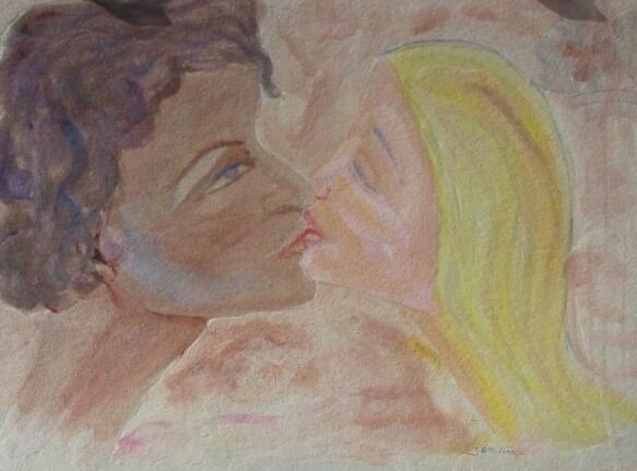 Peinture intitulée "Le baiser d'Otello…" par Jacqueline Claux (Jaklinclo), Œuvre d'art originale, Aquarelle