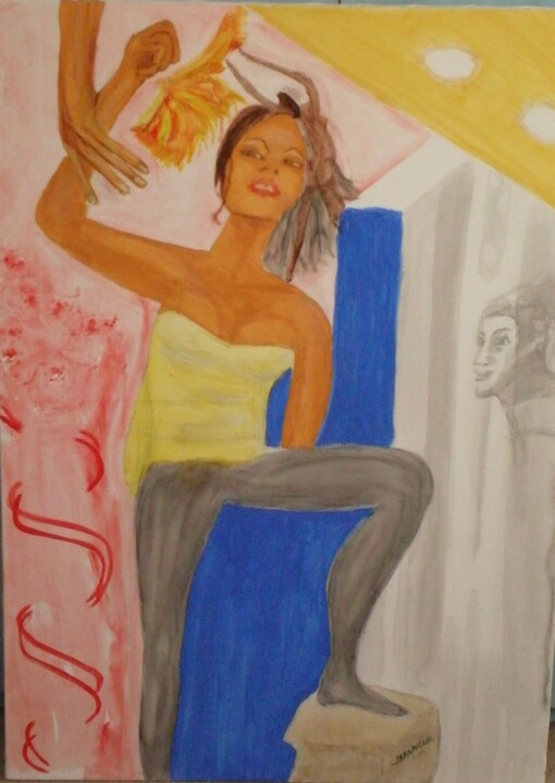 Painting titled "Ecole de danse" by Jacqueline Claux (Jaklinclo), Original Artwork, Acrylic Mounted on Wood Stretcher frame