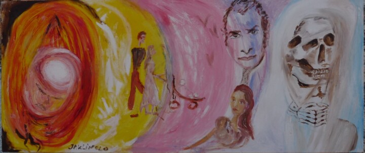 Картина под названием "la vie et la mort" - Jacqueline Claux (Jaklinclo), Подлинное произведение искусства, Масло Установлен…