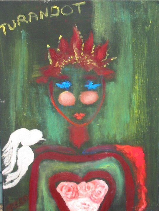 Schilderij getiteld "TURANDOT" door Jacqueline Claux (Jaklinclo), Origineel Kunstwerk, Olie
