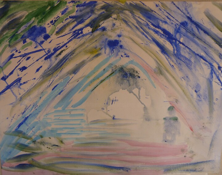 Peinture intitulée "le bout du tunnel" par Jacqueline Claux (Jaklinclo), Œuvre d'art originale, Aquarelle