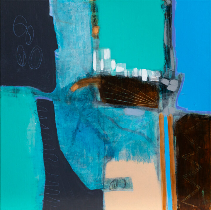 Schilderij getiteld "So Blue 5" door Jacqueline Faubert, Origineel Kunstwerk, Acryl