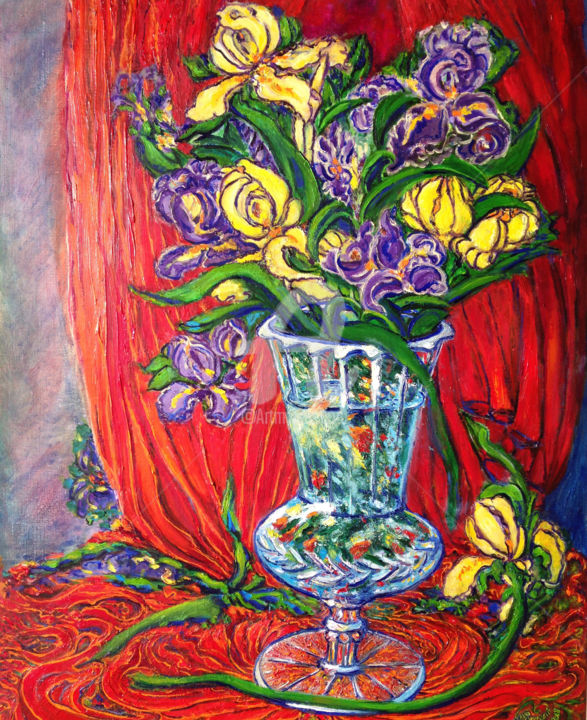 Peinture intitulée "jacqueline-iris.jpg" par Jacqueline Gateaud-Benedetti, Œuvre d'art originale