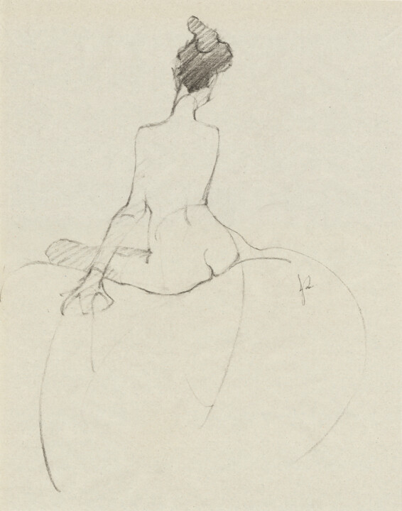 Disegno intitolato "Poised" da Jacqueline Gomez, Opera d'arte originale, Carbone