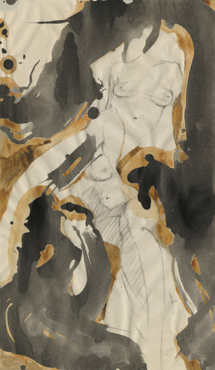 Malerei mit dem Titel "Deux Femmes Nues" von Jacqueline Gomez, Original-Kunstwerk, Tinte
