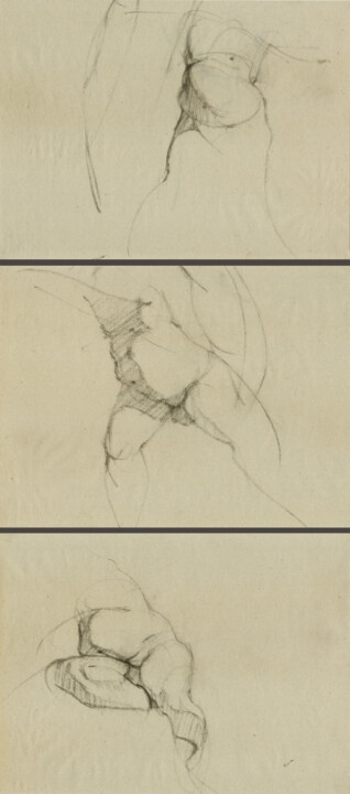 Disegno intitolato "Untitled Triptych" da Jacqueline Gomez, Opera d'arte originale, Carbone