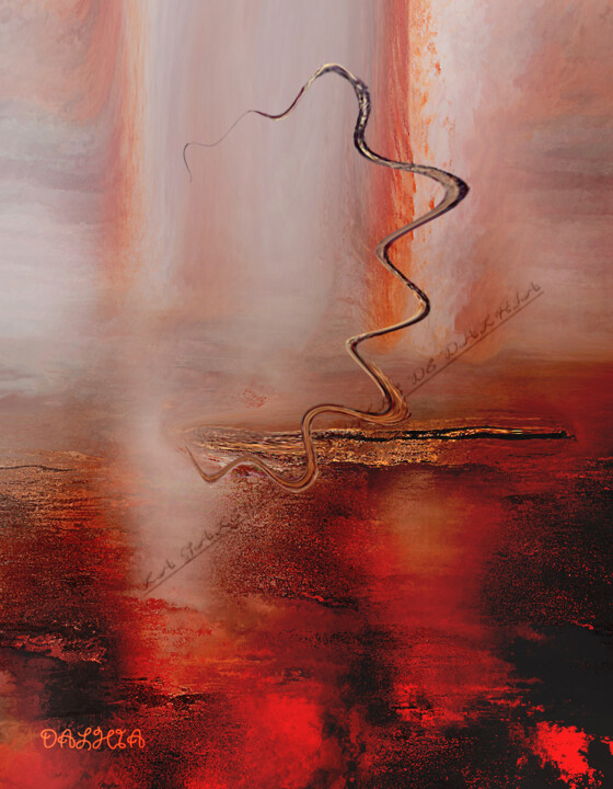 Digital Arts titled "minimal-rouge-dalhi…" by Jacqueline Jouan (Dalhia), Original Artwork