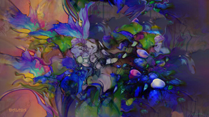 Digital Arts titled "REVE DE FLEURS" by Jacqueline Jouan (Dalhia), Original Artwork, Digital Painting