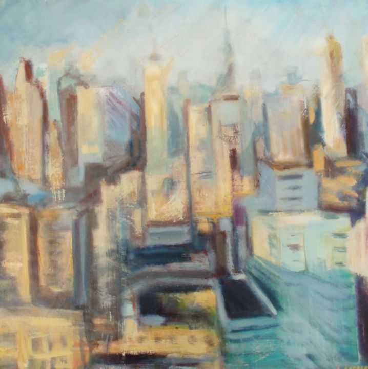 Painting titled "Manhattan" by Jacqueline Jousse, Original Artwork, Oil