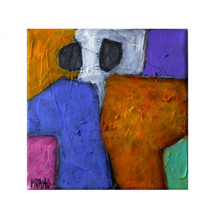 Painting titled "Lune de miel 2 -  E…" by Jacqueline Pizano, Original Artwork, Acrylic Mounted on Wood Stretcher frame