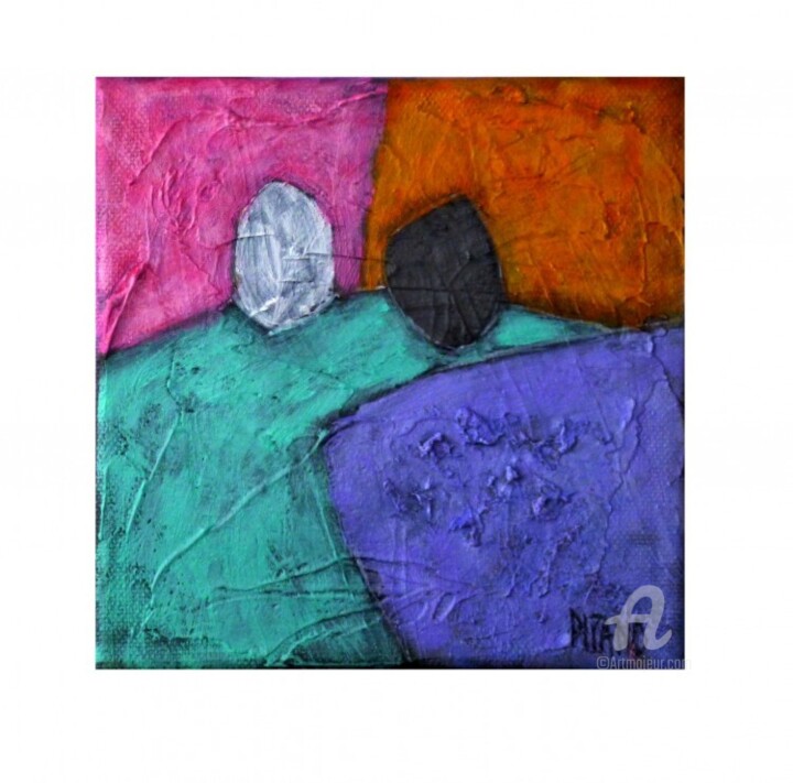 Painting titled "Lune de miel 3 -  E…" by Jacqueline Pizano, Original Artwork, Acrylic Mounted on Wood Stretcher frame