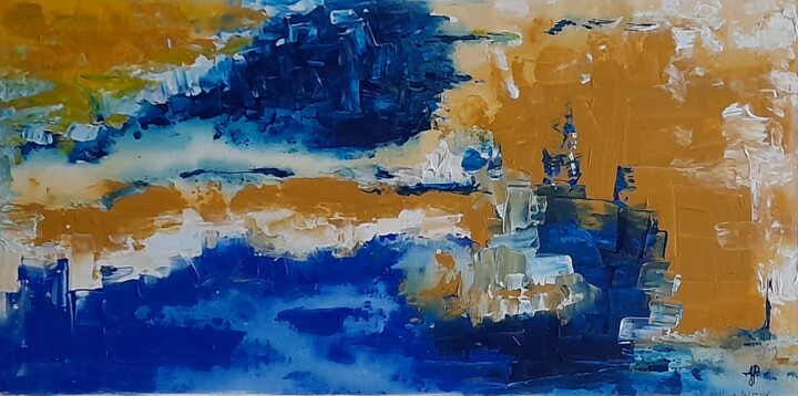 Pintura intitulada "La terre vue du ciel" por Jacqueline Poitevin, Obras de arte originais, Acrílico Montado em Armação em m…