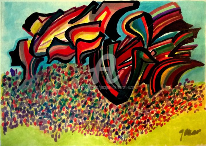 Painting titled "LA CLAMEUR DE LA TE…" by Jacqueline Sarah Uzan, Original Artwork