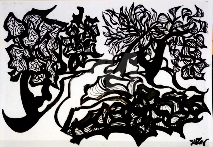 Painting titled "HARMONIE" by Jacqueline Sarah Uzan, Original Art, Ink