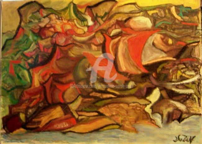 Pintura intitulada "CARAVELLES DE ROCHES" por Jacqueline Sarah Uzan, Obras de arte originais, Óleo