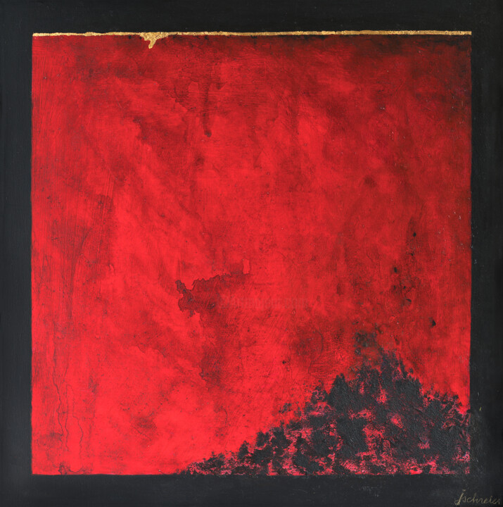 Painting titled "Composición en Rojo" by Jacqueline Schreier, Original Artwork, Acrylic Mounted on Wood Stretcher frame