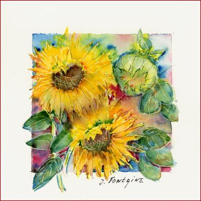 Peinture intitulée "TOURNESOLS  n° 176" par Jacqueline Fontaine, Œuvre d'art originale