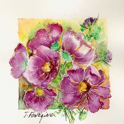 Peinture intitulée "COSMOS - 145" par Jacqueline Fontaine, Œuvre d'art originale,