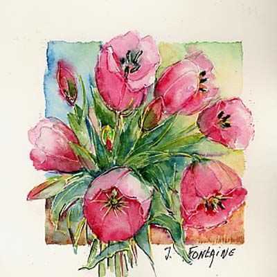 Peinture intitulée "TULIPES -179" par Jacqueline Fontaine, Œuvre d'art originale