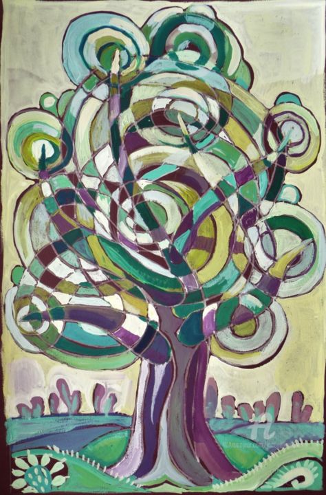 Painting titled "Arbre-mature" by Jacqueline Klocke, Original Artwork, Gouache