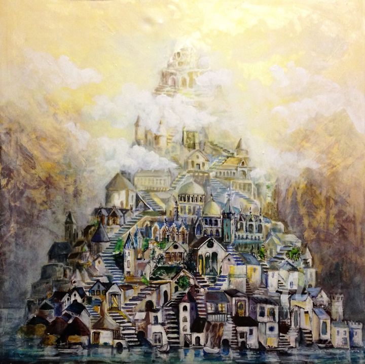Pittura intitolato "Babel ? Castes ? ou…" da Jacqueline Klocke, Opera d'arte originale, Acrilico