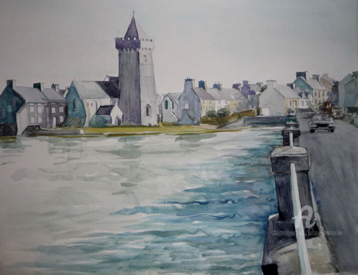 Peinture intitulée "grande-maree-a-port…" par Jacqueline Klocke, Œuvre d'art originale, Aquarelle