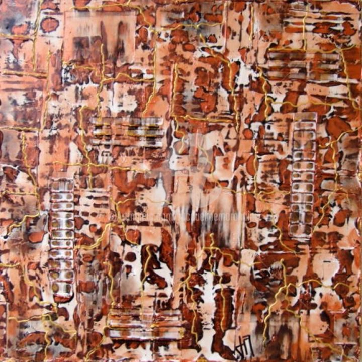 Painting titled "Ruissellements de M…" by Jacqueline Morandini, Original Artwork, Acrylic Mounted on Wood Stretcher frame