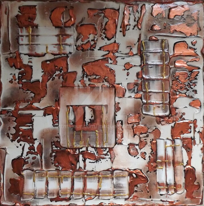 Painting titled "Terre d'Afrique 2" by Jacqueline Morandini, Original Artwork, Acrylic Mounted on Wood Stretcher frame