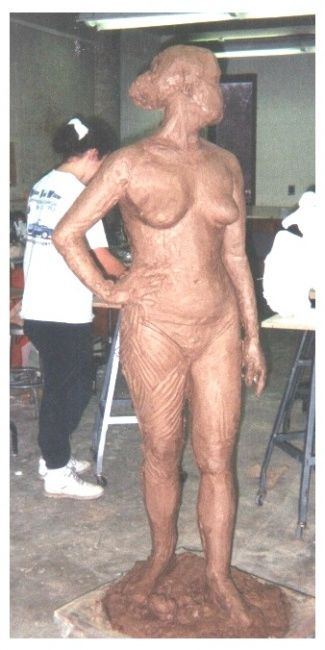 Sculpture titled "Standing Clay Woman" by Jacqueline Nalett, Original Art, Other