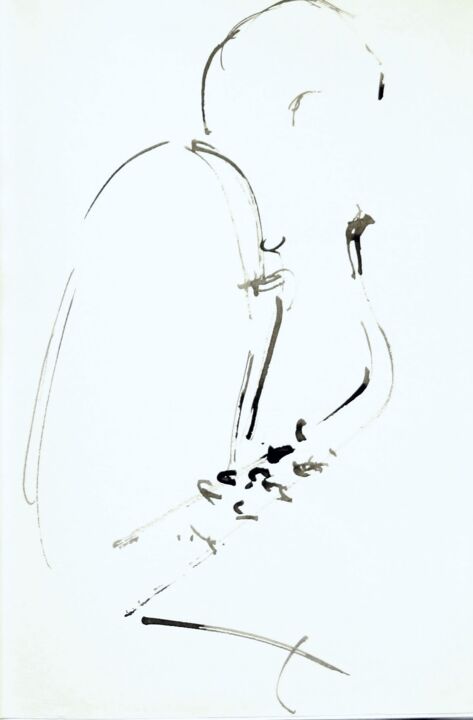 Disegno intitolato "Jazz 7" da Jacqueline Pascaud, Opera d'arte originale, Inchiostro