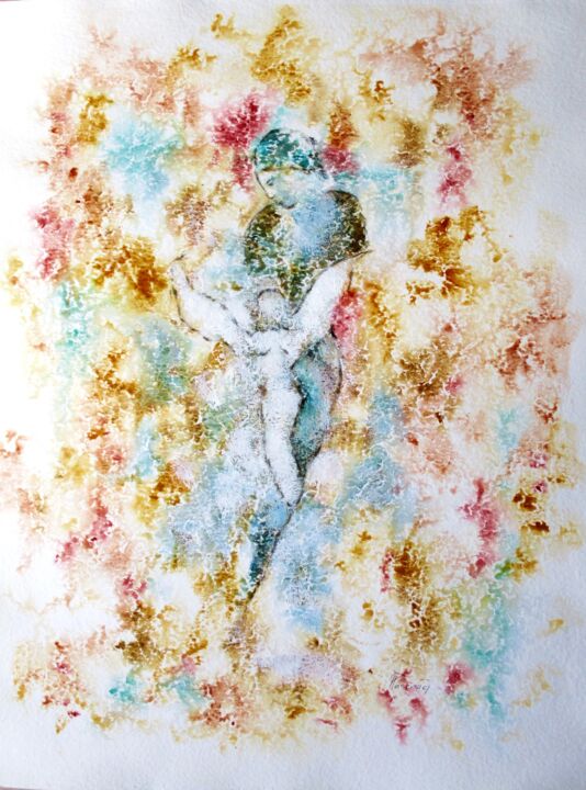 Pintura intitulada "Technique mixte 30" por Jacqueline Pascaud, Obras de arte originais, Aquarela