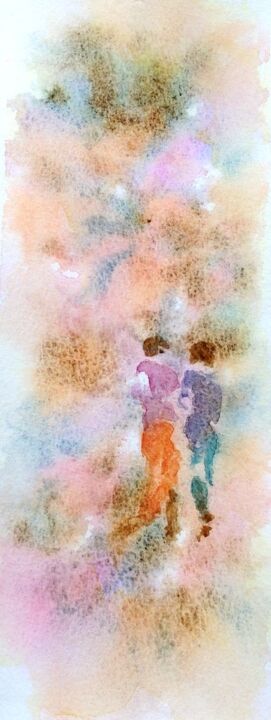 Painting titled "Aquarelle 4" by Jacqueline Pascaud, Original Artwork, Watercolor Mounted on Other rigid panel