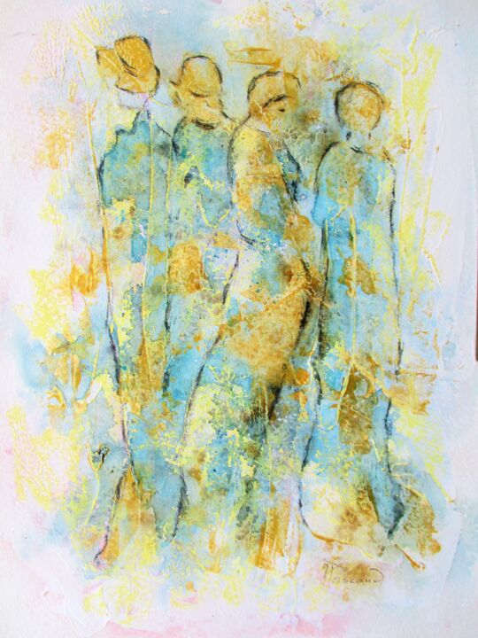 Pintura intitulada "Technique mixte 25" por Jacqueline Pascaud, Obras de arte originais, Aquarela Montado em Outro painel rí…