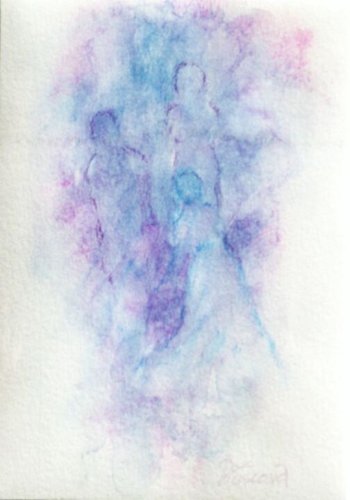 Painting titled "Perles de Lumière 24" by Jacqueline Pascaud, Original Artwork, Watercolor Mounted on Other rigid panel