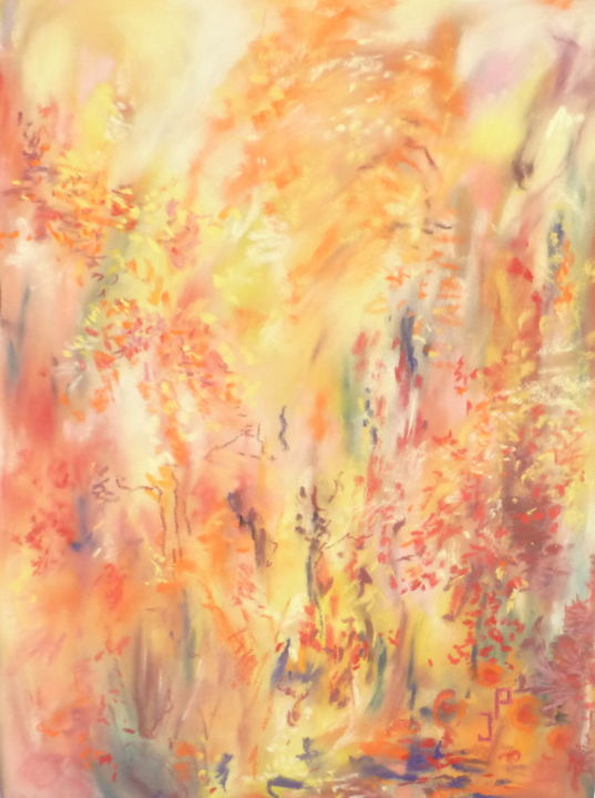 Painting titled "Automne" by Jacqueline Printemps, Original Artwork, Pastel