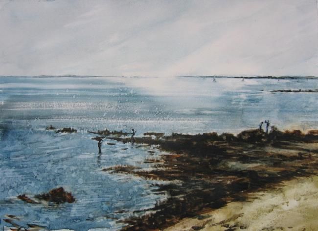 Malerei mit dem Titel "Le Golfe du Morbihan" von Marie-Claude Jacquemard, Original-Kunstwerk, Öl