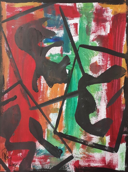 Pintura intitulada "Abstraction avril 9" por Jacques Alary, Obras de arte originais, Acrílico