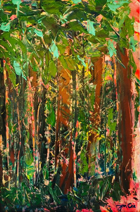 Peinture intitulée "Forêt tropicale" par Jacques Combarieu, Œuvre d'art originale, Acrylique