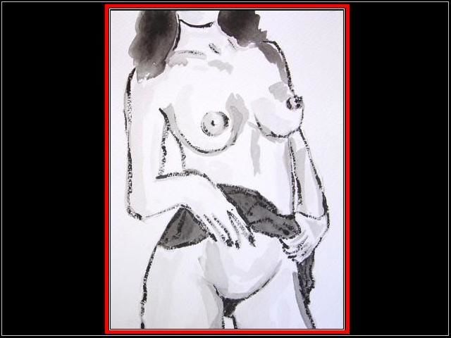 Drawing titled "nus..18  sur papier…" by Jacques Depoorter, Original Artwork