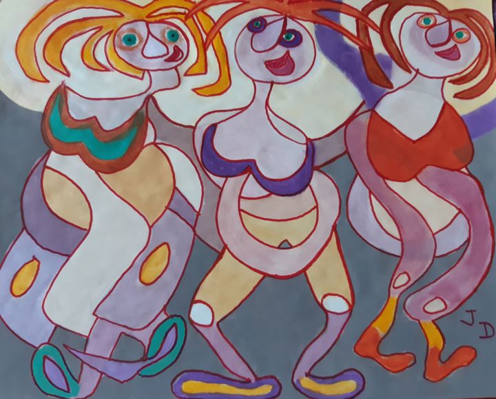 "Les 3 Grâces danseu…" başlıklı Tablo Jacques Desvaux (JD) tarafından, Orijinal sanat, Akrilik