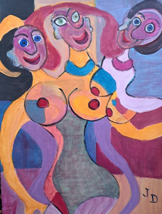 Peinture intitulée "Les  Trois  Grâces…" par Jacques Desvaux (JD), Œuvre d'art originale, Acrylique