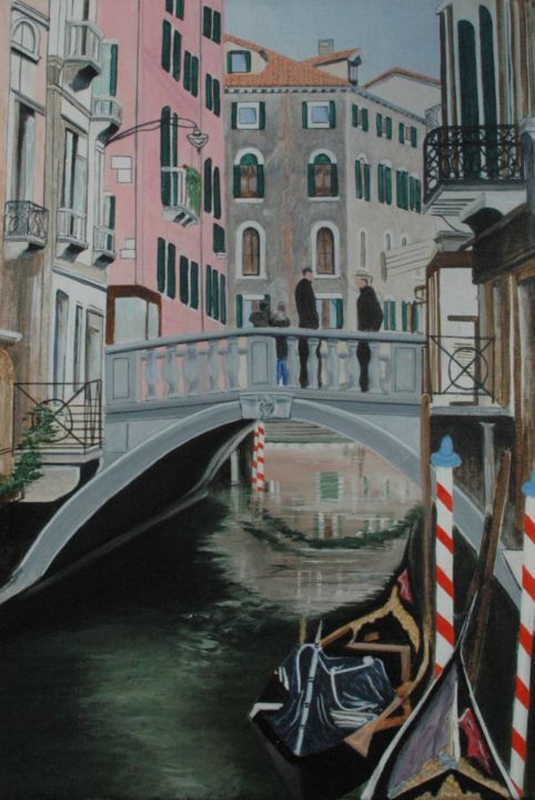 Peinture intitulée "Venise les canaux I" par Jacques Dolley, Œuvre d'art originale, Huile Monté sur Châssis en bois